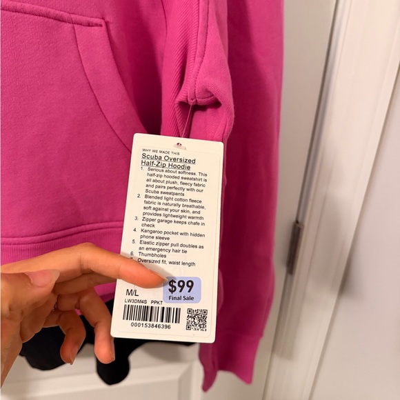 Scuba half zip oversized 
Size: ML
color: pink - Picture 2 of 3